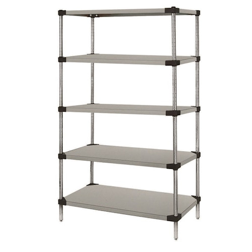 Quantum Storage Systems 5 Stainless Steel Solid Shelf Starter Kit, 21"X72"X86"