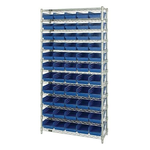 Quantum Storage Systems 12 Wire Shelf Unit With 55 Conductive Bins, 12"X36"X74"