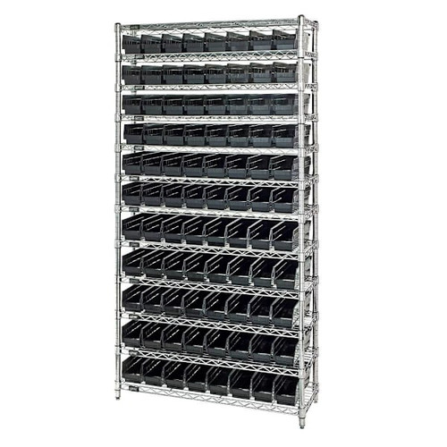 Quantum Storage Systems 12 Wire Shelf Unit With 88 Conductive Bins, 24"X36"X74"