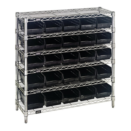 Quantum Storage Systems 6 Wire Shelf Unit With 25 Conductive Bins, 12"X36"X36"