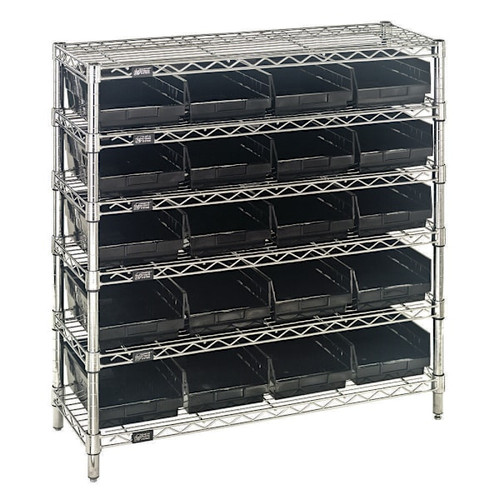 Quantum Storage Systems 6 Wire Shelf Unit With 20 Conductive Bins, 12"X36"X36"