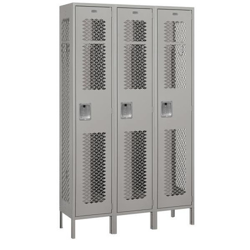 Salsbury Industries Single Tier-Vented Metal Locker-Gray-6 Feet Highx15 Inches