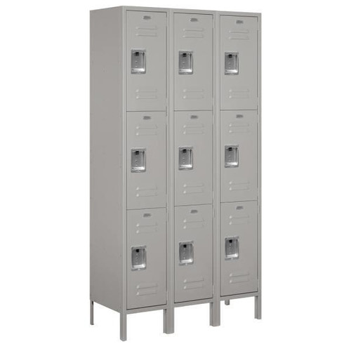 Salsbury Industries Gray-Triple Tier-Standard Metal Locker 6 Feet X 15 Inches