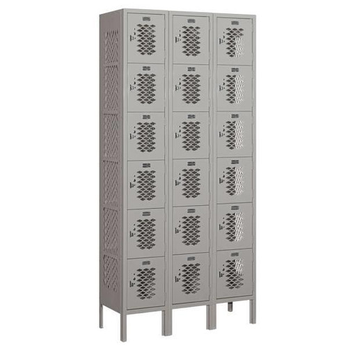 Salsbury Industries Six Tier Box-Vented Metal Locker-Gray-6 Feet X 12 Inches