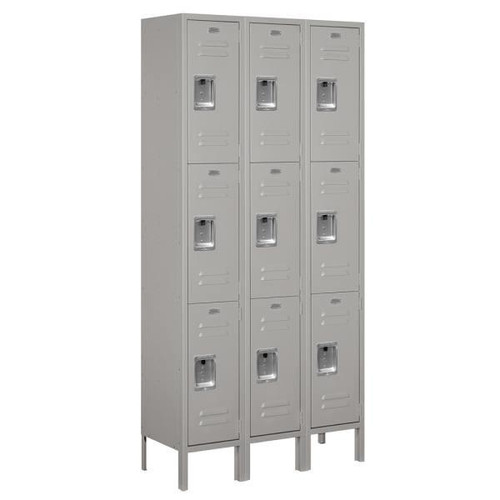 Salsbury Industries Gray- Triple Tier Standard Metal Locker 6 Feet X 12 Inches