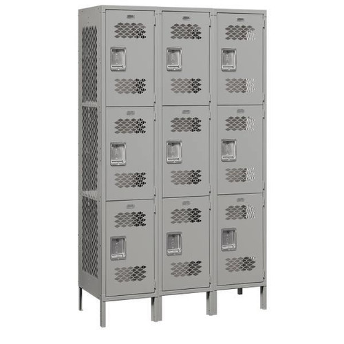 Salsbury Industries Gray-Triple Tier Vented Metal Locker 6 Feet X 18 Inches