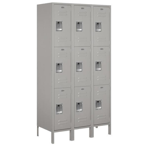 Salsbury Industries Gray-Triple Tier-Standard Metal Locker 6 Feet X 18inches