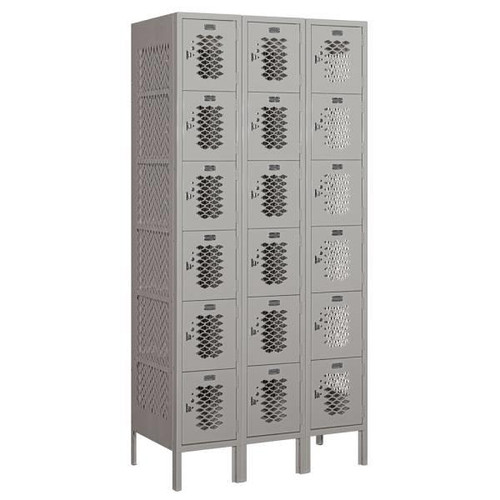 Salsbury Industries Gray- Six Tier Box-Vented Metal Locker 6 Feet X 18 Inches