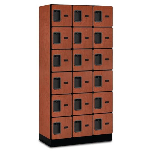 Salsbury Industries Six Tier Locker, Cherry Wood, 3 Wide
