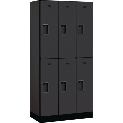 Salsbury Industries Two Tier Locker, Black Wood, 3 Wide