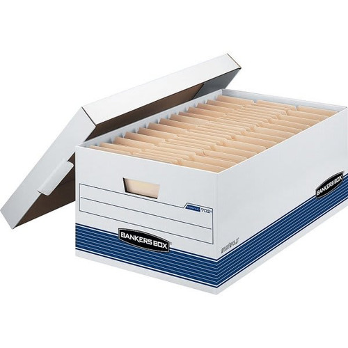 Bankers Box Stor/File White/Blue Legal File Storage Box, Case Of 12