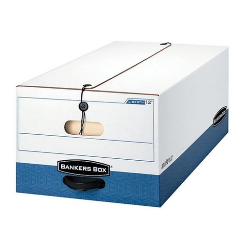 Bankers Box Liberty Fastfold White/Blue Legal Storage Box, Case Of 12