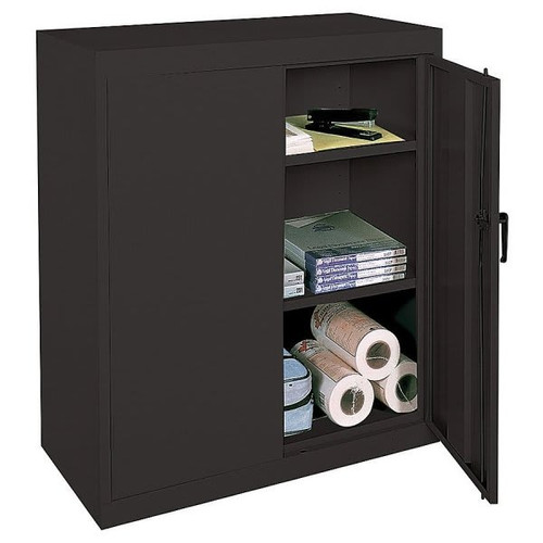Realspace Black Steel 2 Adjustable Shelf Storage Cabinet 42 X 36 X 18inch