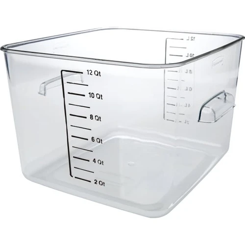 Rubbermaid Commercial 12 Qt Polycarbonate Square Food Storage Container W/ Liter (6-Pack)