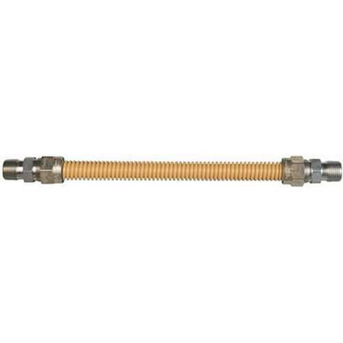 Watts Stainless Steel Gas Connector, 18 In. L, 1/2 In. O.d. X 3/8 In. I.d., Yl Coated