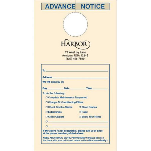Maintenance Advance Notice Door Tags (100-Pack)