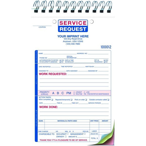 Maintenance Order Request Forms (50-Book)