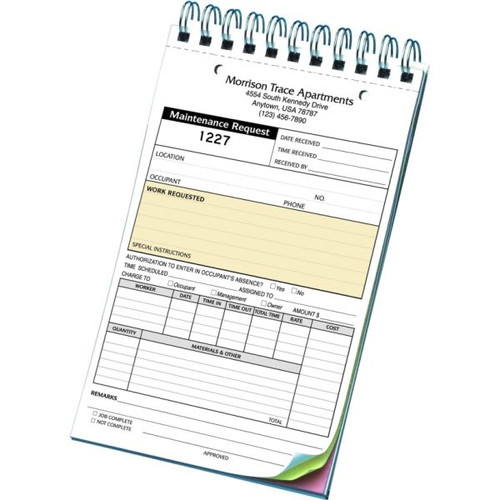Personalized 3-Part Maintenance Request Book, Labor/Material Format
