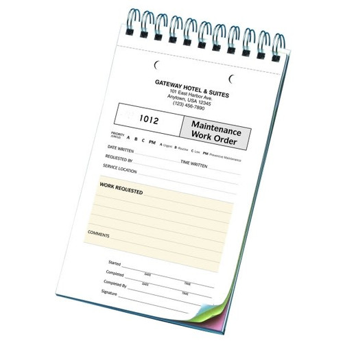 Personalized 3-Part Maintenance Request Book, Standard Design