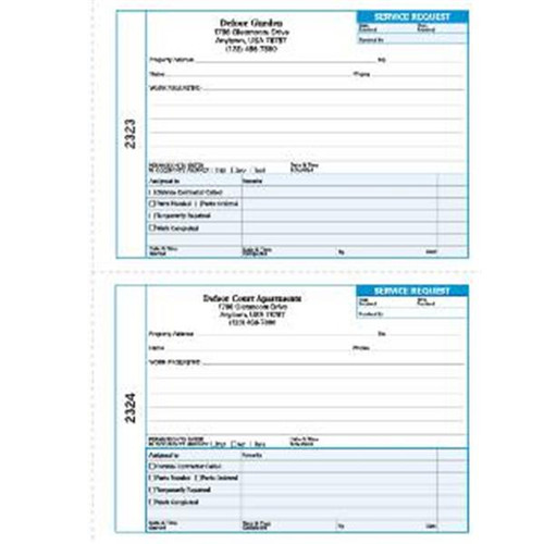 Personalized Maintenance Request Book, 2-To-A-Page, Blue Design