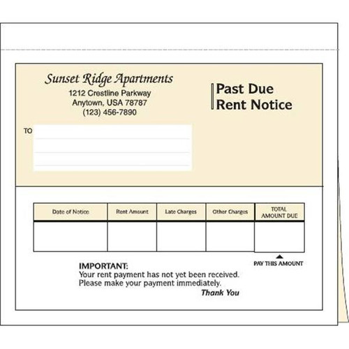 2-Part Late Rent Notice, 8-1/2 X 7, Package Of 100