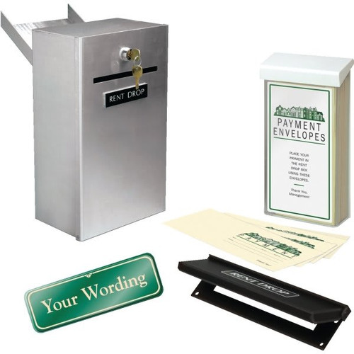 Rent Drop Box Kit With Door Chute, Aluminum With Green Sign