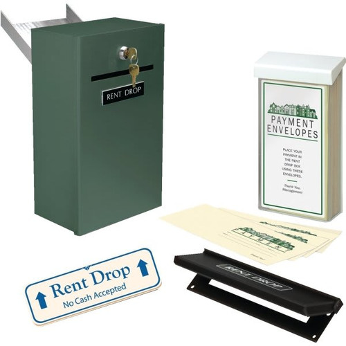 Rent Drop Box Kit With Wall Chute, Green With Ivory Sign