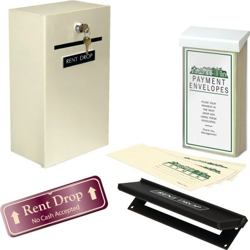 Rent Drop Box Kit, Beige With Burgundy Sign 8"w X 13-1/2"  X 5"
