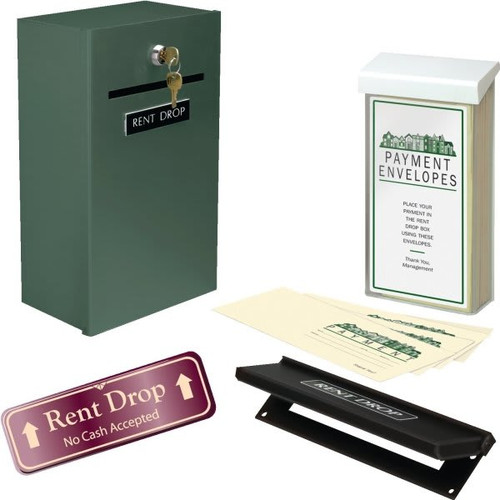 Rent Drop Box Kit, Green With Burgundy Sign