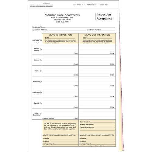 Inspection Acceptance Form, Triplicate, Package Of 100