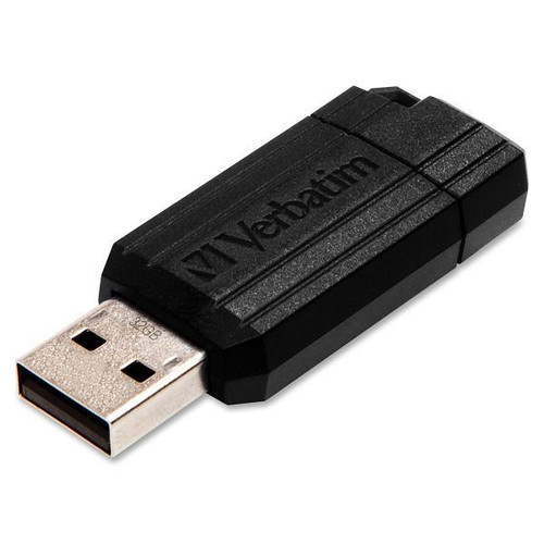 Verbatim Pinstripe 32gb USB 2.0 Storage Flash Drive Built-In Microban Prot Black