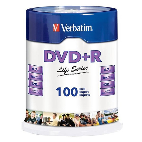 Verbatim Life Series Dvd+r Spindle, Package Of 100
