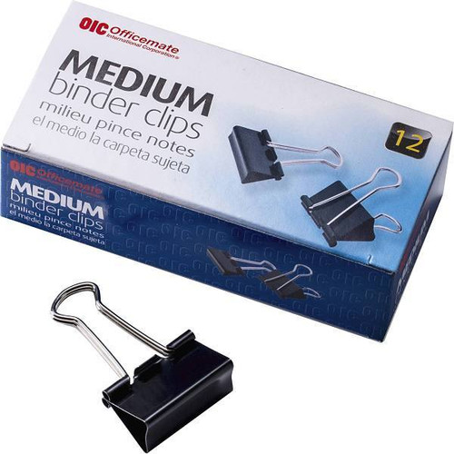 Officemate Medium Binder Clips Black Package Of 12