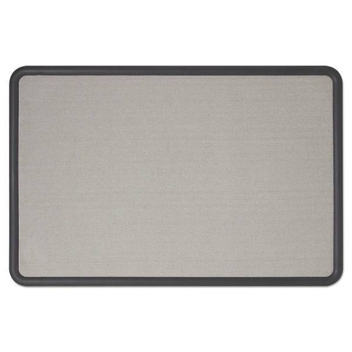 Quartet Contour Fabric Bulletin Board 48" X 36" Gray Surface Black Plastic Frame