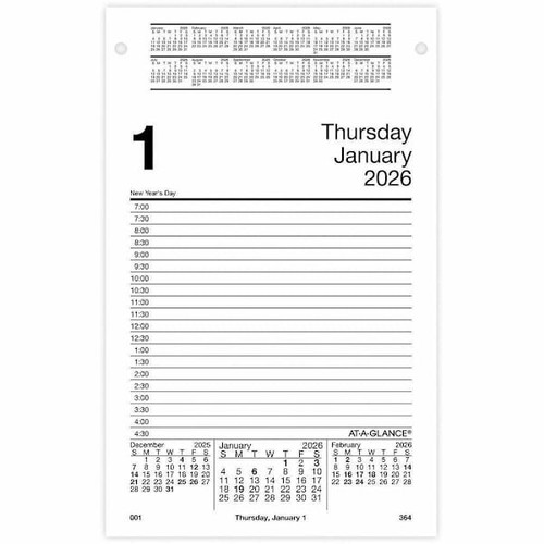 At-A-Glance Pad Style Desk Pad Calendar Refill 12 Month Jan-Dec 2026 White