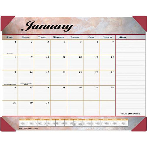 At-A-Glance 22 In. X 17 In. Marbleized Monthly Desk Pad Calendar (Burgundy)