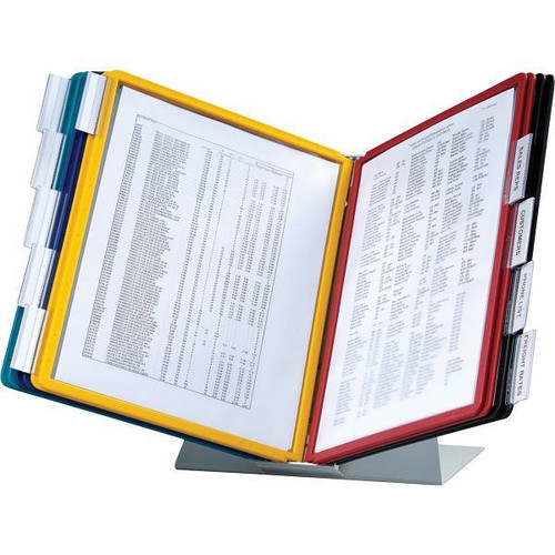 Durable Vario Desktop Reference System 10 Panels Holds 8.5"X11" Assorted Colors