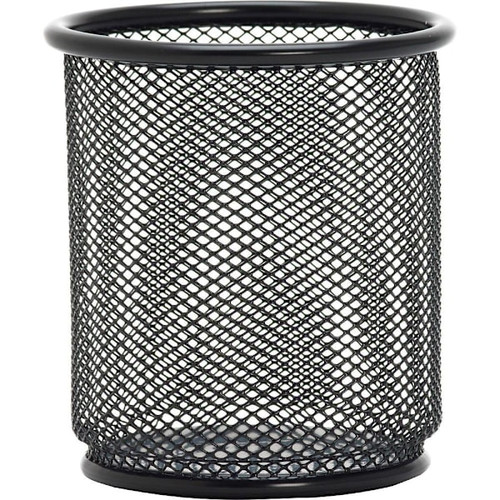 Lorell Mesh Wire Pencil Cup Holder 3.5" X 3.9" Steel Black