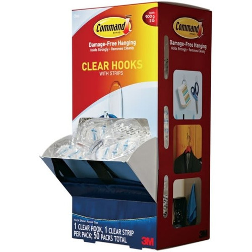 3M Command Cabinet Hooks And Strips, 2 1/2"H X 1"W X 1/2"D, White, Set Of 50