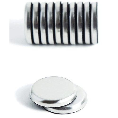 U Brands High Energy Magnets, Circle, Silver, 1.25" D, Package Of 12