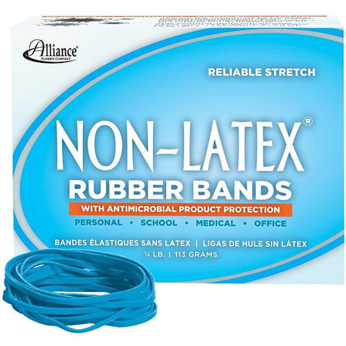 Antimicrobial Rubber Bands 1/4lb 3-1/2"X1/8" Cyan Blue Package Of 180