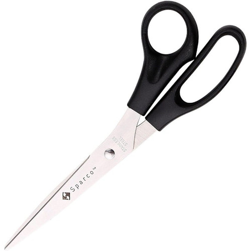 Sparco 8" Bent Multipurpose Scissors Stainless Steel Black Package Of 2