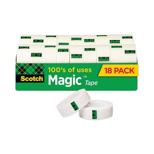 Magic Tape Cabinet Pack, 1" Core, 0.75" X 83.33 Ft, Clear, 18/Pack