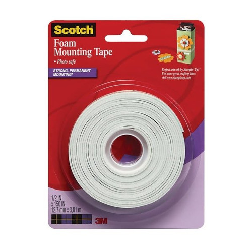 Scotch White Foam Mounting Tape 1/2" X 150"