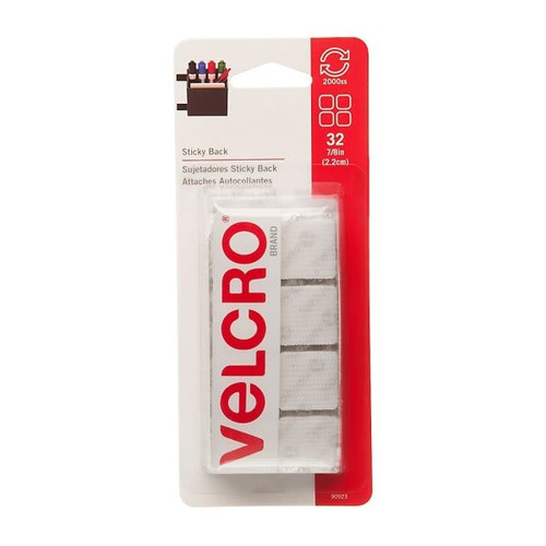 Velcro White Square Sticky Back Fasteners 7/8" X 7/8", Pack Of 32