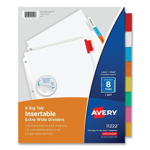 Avery Insertable Big Tab Dividers White Assorted Tabs Package Of 8