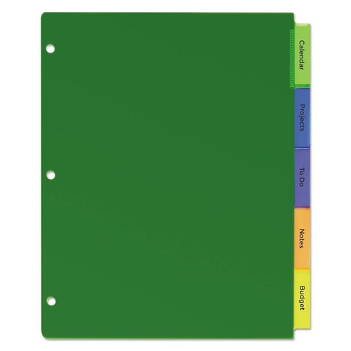 Avery Insertable Big Tab Plastic Dividers 5-Tab 11 X 8.5 Assorted Package Of 5