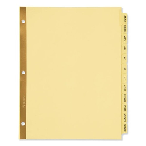 Avery Laminated Tab Dividers-Gold Reinforced Binding Jan-Dec Package Of 12