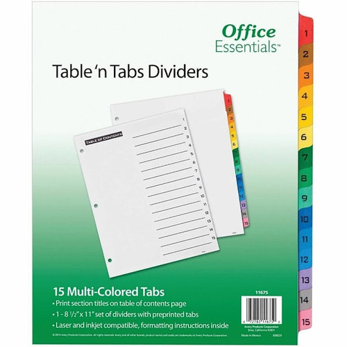 Avery Office Essentials Table 'N Tabs Dividers Package Of 15
