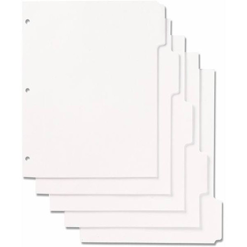 Skilcraft Tab Index Sheets 8.5x11 1/5 Tab Cut White 5 Dividers Package Of 100